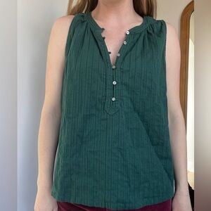 LOFT Forest Green Sleeveless Button Henley Camisole